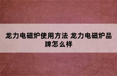 龙力电磁炉使用方法 龙力电磁炉品牌怎么样